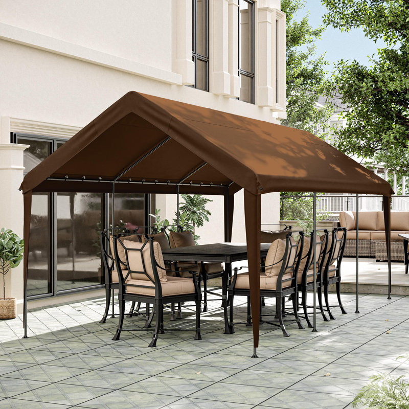 10 X 20 Ft Canopy Replacement Cover, Carport Roof Cover Only (Frame Is Not Included), Cocoa