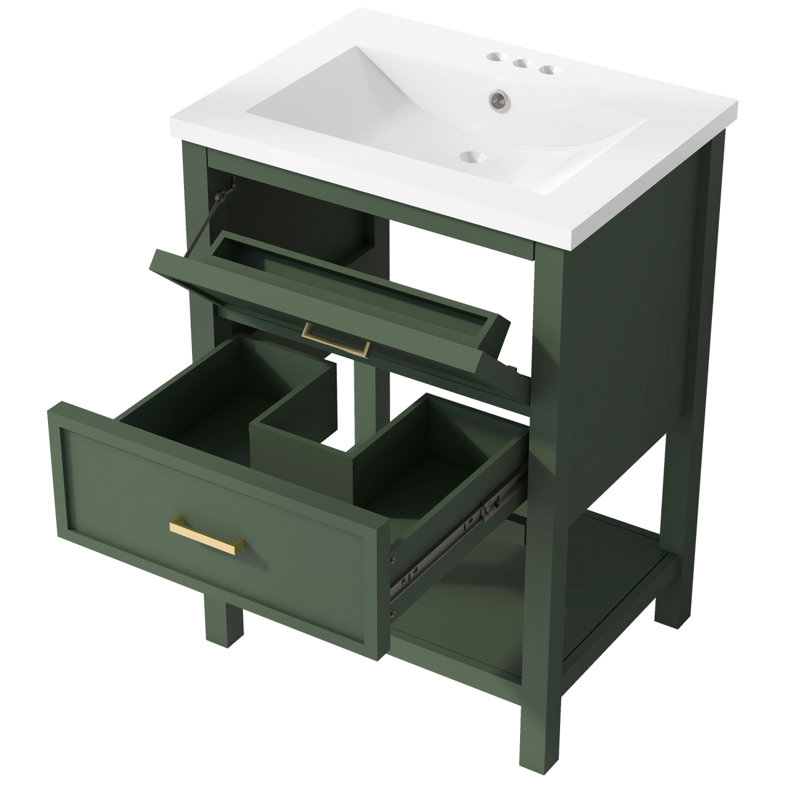 Meuble-lavabo de salle de bain avec lavabo supérieur / armoire de rangement moderne avec 2 tiroirs / meuble-lavabo simple