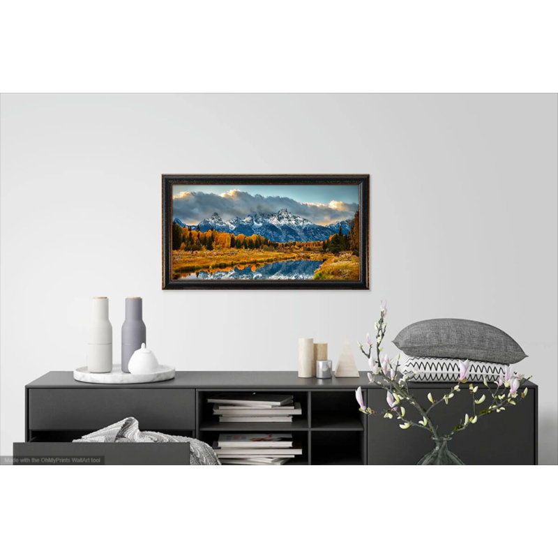 «Rocky Mountain Storm over Autumn» par Mitch Mansanarez - reproduction de photo sur toile encadrée