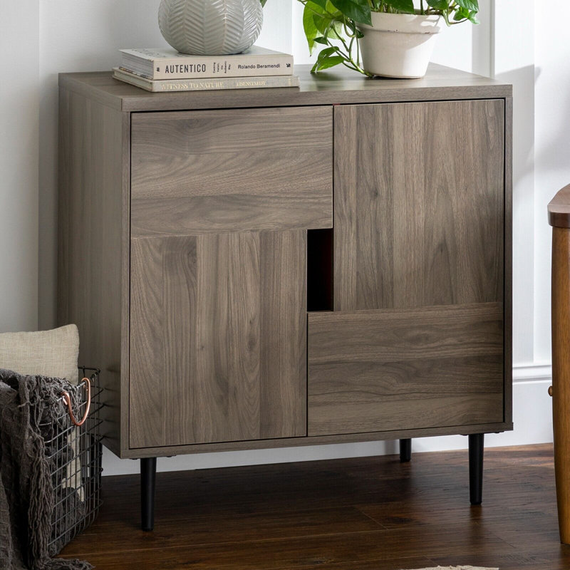 Shiflet 78.5cm H x 76.5cm W Geometric Bookcase, Slate Grey