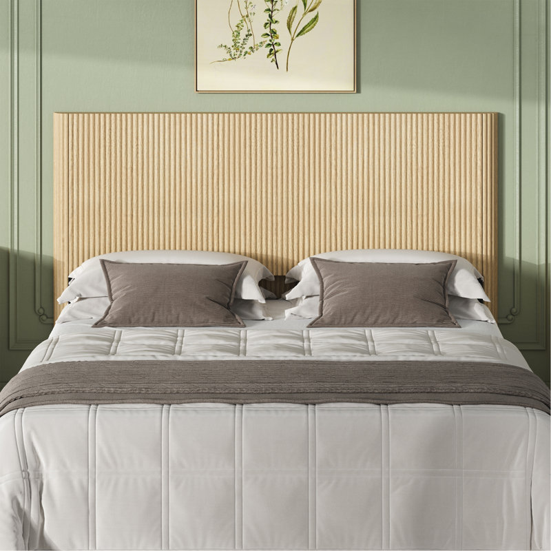 Tête de lit en bois moderne avec ondulé arqué, convient aux lits de taille grand, à grain vertical, de style maison de campagne et rétro, facile à assembler