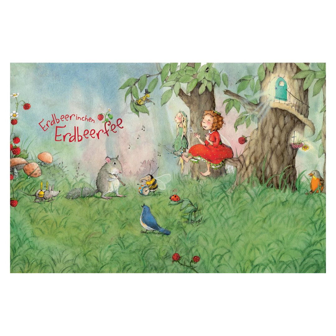 Strukturierte Fototapete Evie the Strawberry Fairy – Playing Together 1,9 m x 288 cm