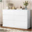 Ensemble de chambre à coucher 3 pièces, commode double 6 tiroirs 47,2 "et ensemble de table de chevet 2 pièces