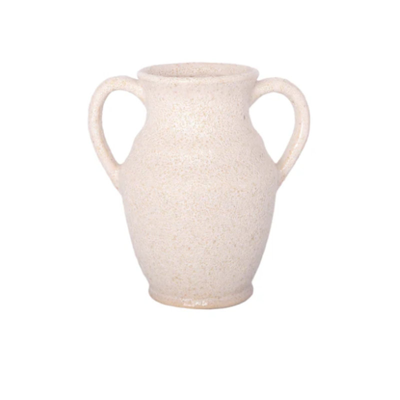 Vase en céramique Amphora finition ivoire, H 10 po x l 7 po x P 10 po