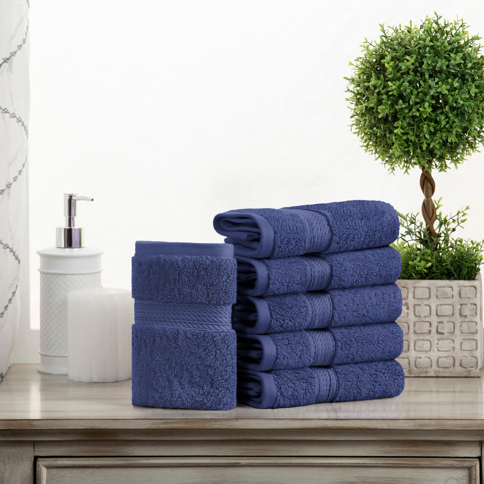 Egyptian Cotton Washcloth Set, Navy Blue