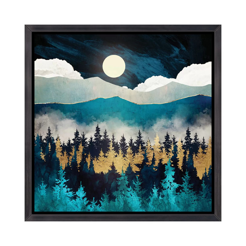 Brume du soir - imprimé, Cadre flottant noir patiné, H 37 po x l 37 po x P 1,5 po