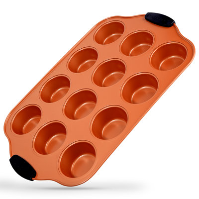 Moule à muffins antiadhésif de 12 tasses avec poignées en silicone noir NutriChef, compatible avec les modèles: NCSBS54S, NCSBS52S