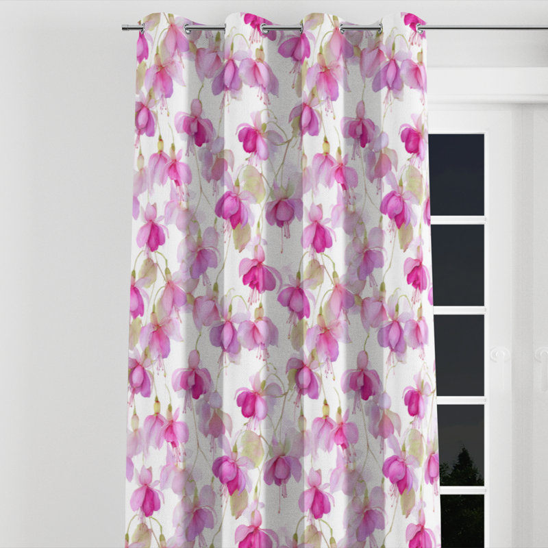 Boho Window curtains - Floral Bahadur Grommet Curtain - 1 Panel, 52" W x 108" L, Silver Grommets