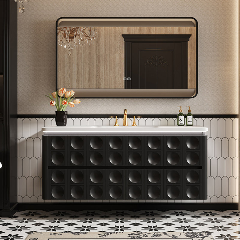 American modern style bathroom cabinet, Black, 21.65" H x 51.18" W x 21.65" D