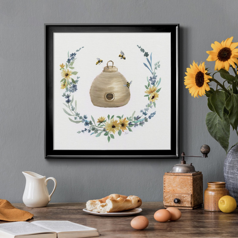 Bumble Bee Hive - cadre photo, reproduction d'art sur toile, H 26,5 po x l 26,5 po x P 1,5 po, Cadre noir