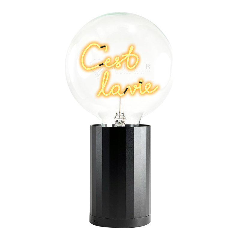 Ampoule C'EST LA VIE Lampe de table ambre avec base PORTABLE, H 5,5 po x l 4,92 po x P 9,5 po, Noir