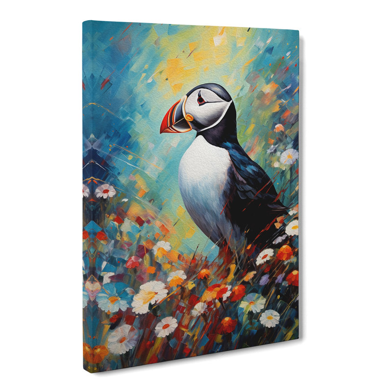 Puffin Expressionism - Wrapped Canvas, 50cm H x 35cm W x 3cm D