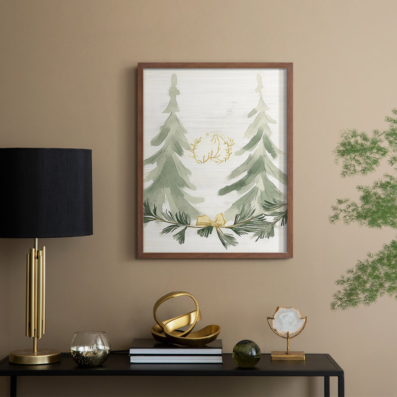 «Christmas Holiday Art», reproduction encadrée Ccclxxii - bois massif, H 30 po x l 24 po, Noyer