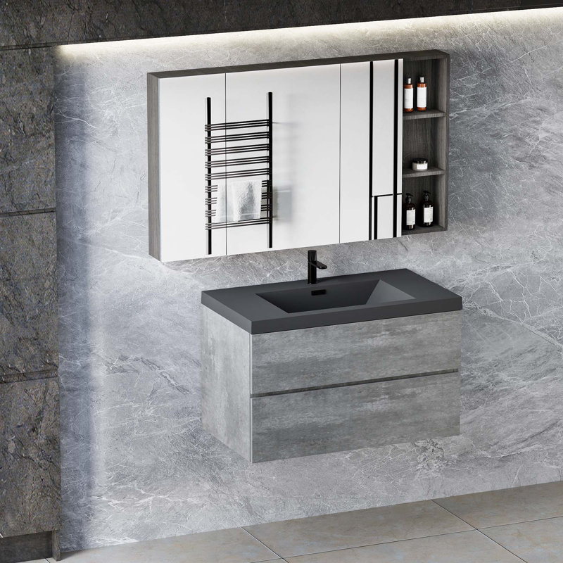 Meuble-lavabo flottant 36 po avec lavabo, rangement mural moderne 36 po