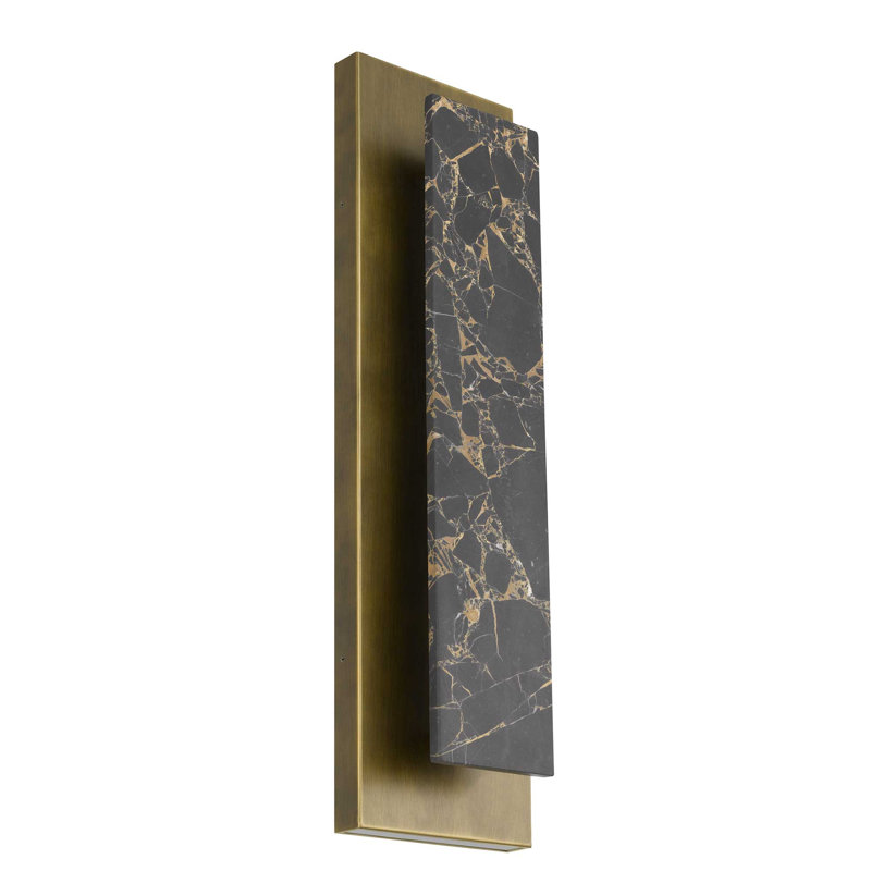 Zoey LED Wall Sconce with Natural Black & Gold Marble, Backlit Design + Downlight, 3-CCT, Dimmable, Wet Rated, ADA