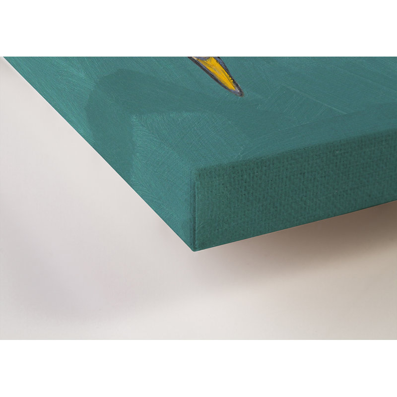 «Three Macaws on Turquoise» - Impression sur toile tendue, H 24 po x l 12 po