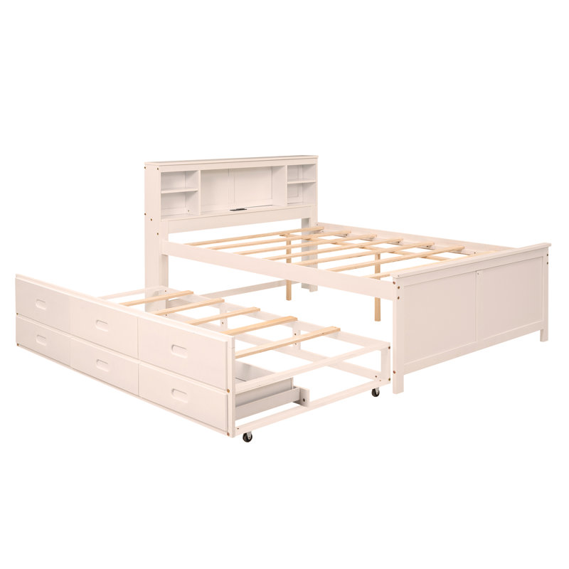 Idelson Auserine Platform Storage Bed, Full, Beige