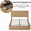 Structure de lit pour grand lit avec mécanisme de levage, conception en bois ondulé et support à 12 lattes-634595222
