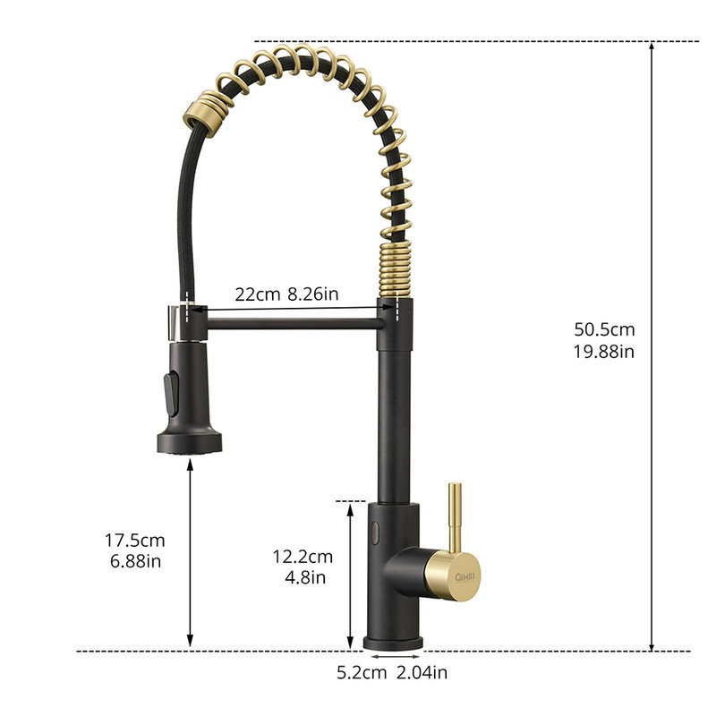 Casa Eclat Pull Down Kitchen Faucet, Gold/Matte Black