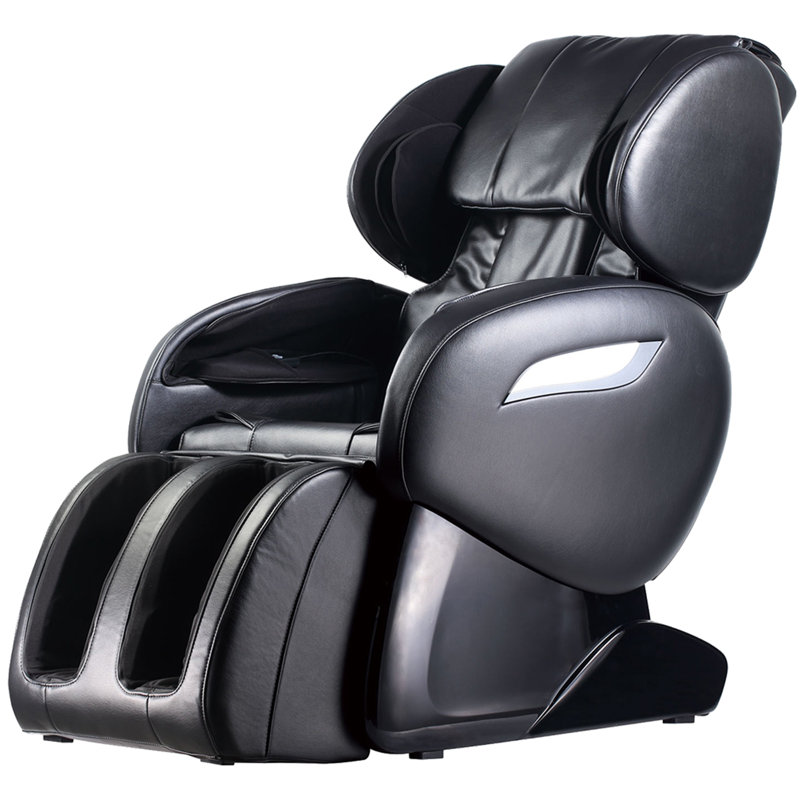 Fauteuil de massage chauffant inclinable en similicuir à largeur réglable et chauffant, Noir