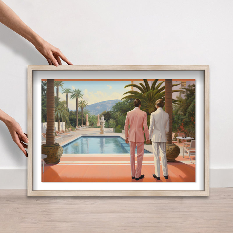 Poolside Romance Duo Shadowbox by Oliver Gal, 21.5" H x 31.5" W, Cream