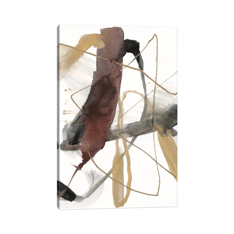 Burgundy Interjection II by Jennifer Goldberger - Wrapped Canvas Painting, 20.32 cm H x 30.48 cm W