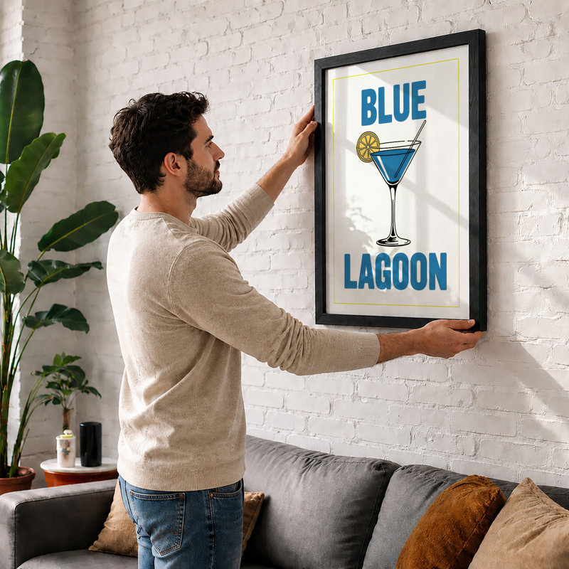 Blue Lagoon Modern - Print, A1 - 84.1 x 59.4 cm, White