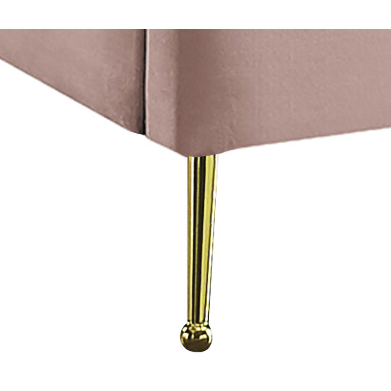 Lit plateforme tapissier Sonette, Double, Velours rose