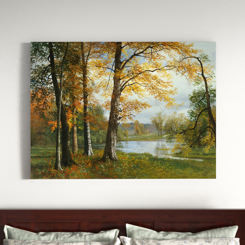 Art mural sur toile tendue - Art mural «A Quiet Lake» par Albert Bierstadt pour le salon, la chambre à coucher ou le bureau - 35 x 47