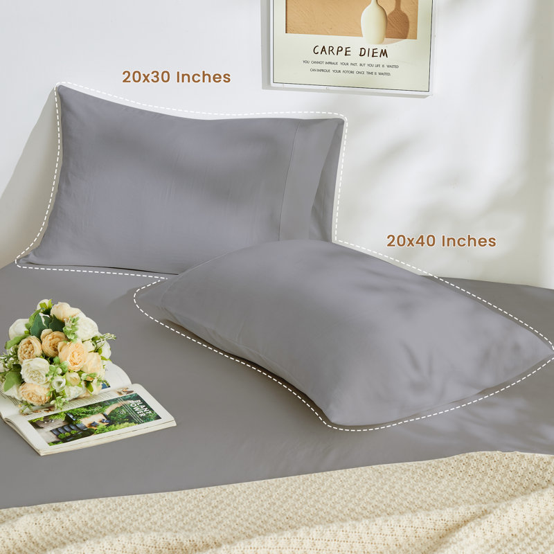Soft Twill Microfiber Fabric Pillowcases Set, Queen Pillowcase, Gray