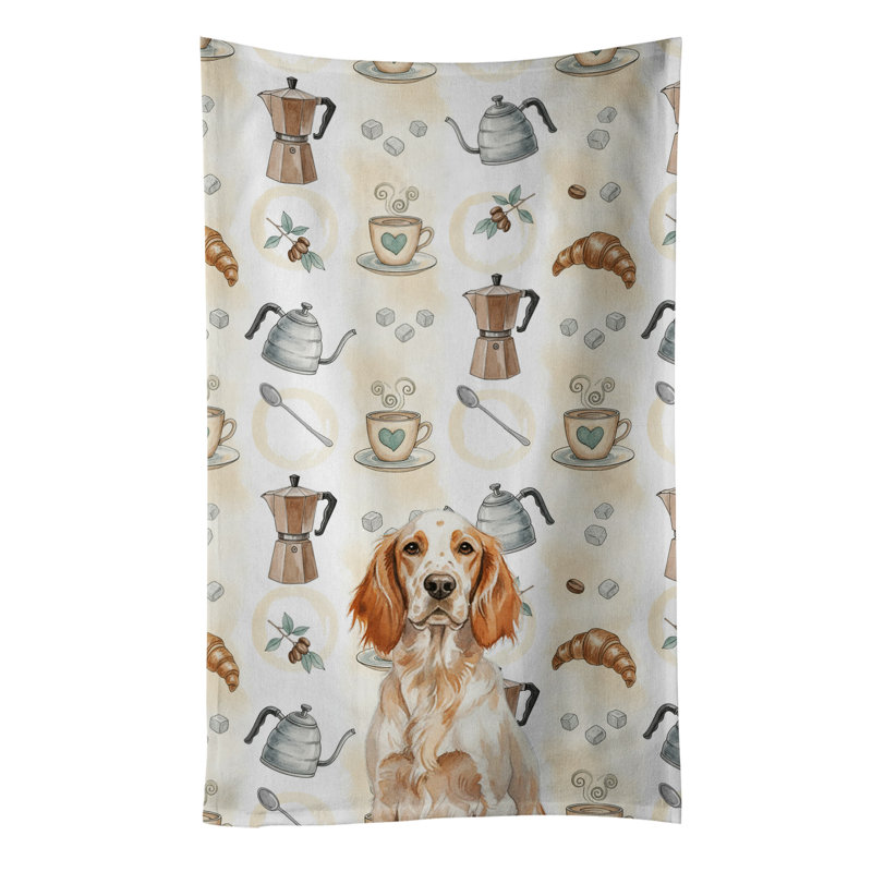 Orange Belton English Setter Coffee Bar Kitchen Towel, Orange Belton English Setter