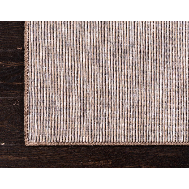 Solid/Striped Garden Variety Runner Rug Khaki Colour, Square 10'2"