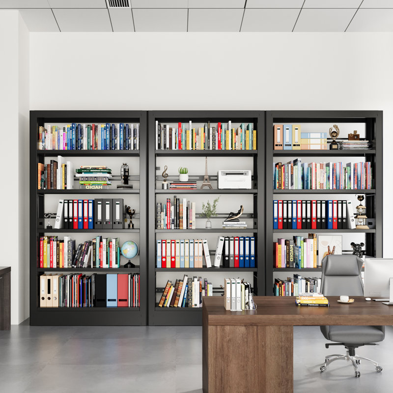 71" Metal 5-tier Bookshelf With Adjustable Storage Shelves, Heavy Duty Tall Bookcase For Living Room, Library, Office, Bedroom, Including Book Stopper