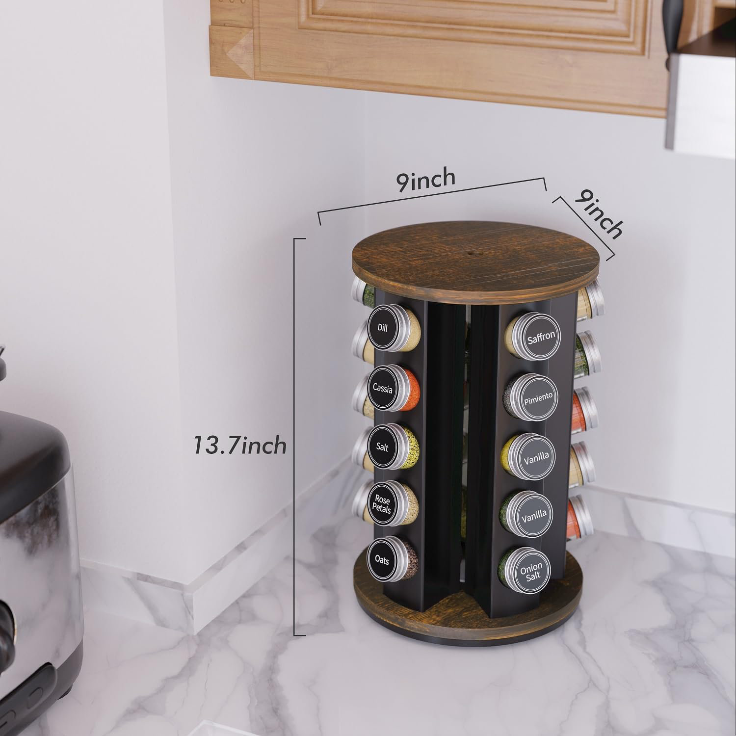 Mint Pantry Revolving Spice Rack Set With 25 Spice Jars, Kitchen Spice ...
