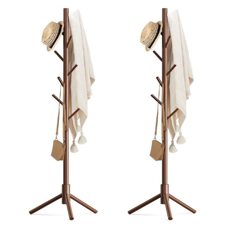 Rogero Freestanding 8 - Hook Coat Rack, Brown