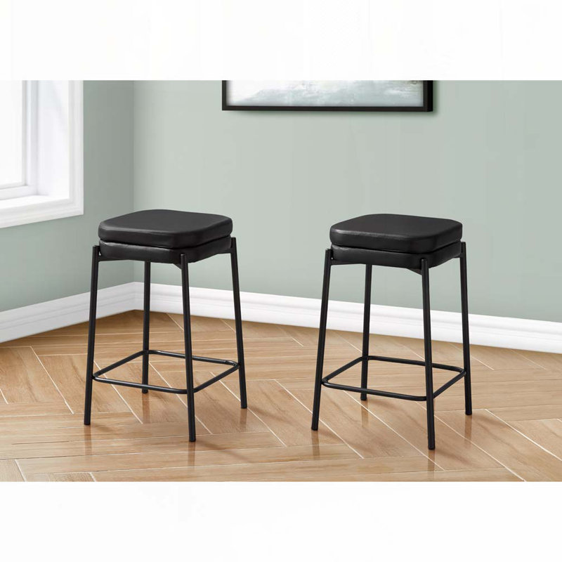 Barstool, Counter Height, Set Of 2,, Black