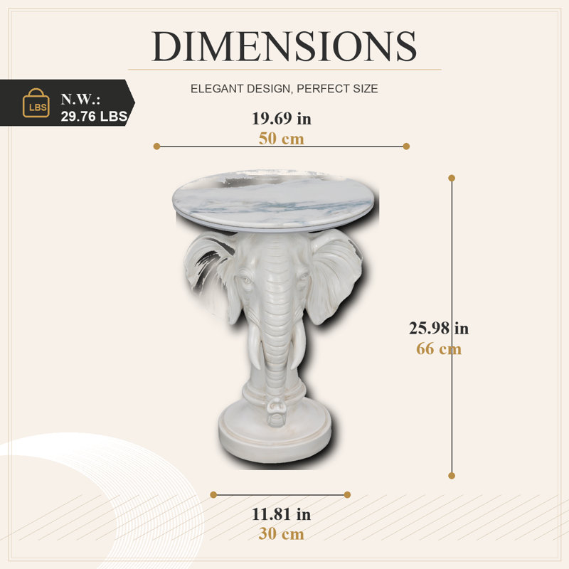 Ivory Elephant Head Side Table