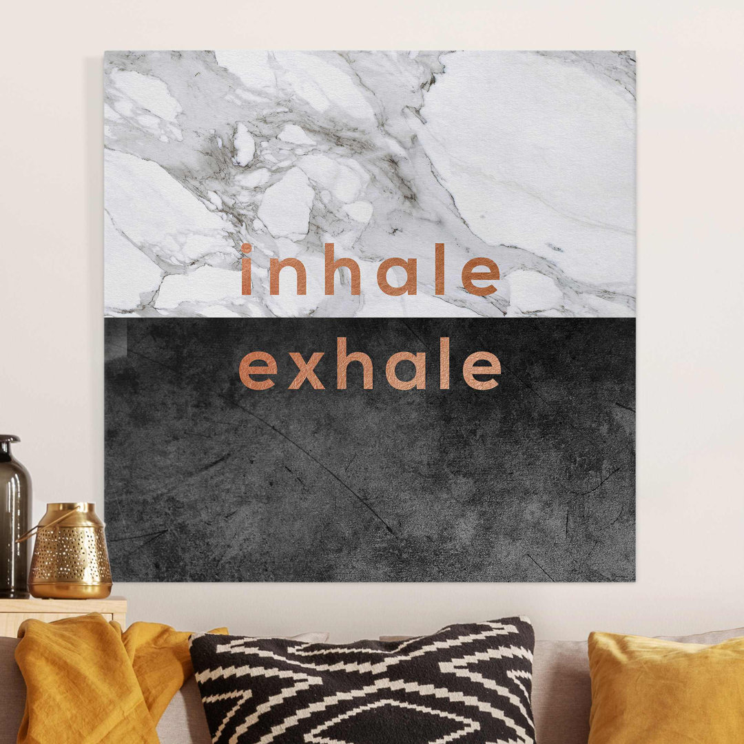 Leinwandbild Inhale Exhale Kupfer und Marmor