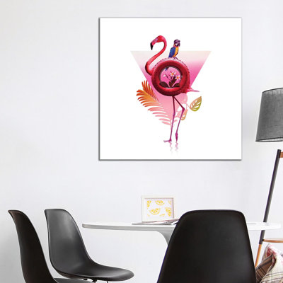 Flamingo Ride by Ali Gulec - Floater Frame Print on Canvas