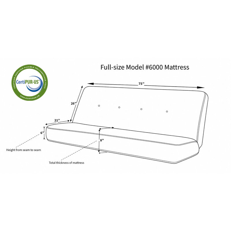 Matelas de futon Lakel, cadre non inclus, Lin anthracite, Lit double, Innerspring