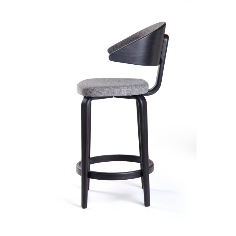 Fila Upholstered Stool with Solid Wood Frame, Transparent Black