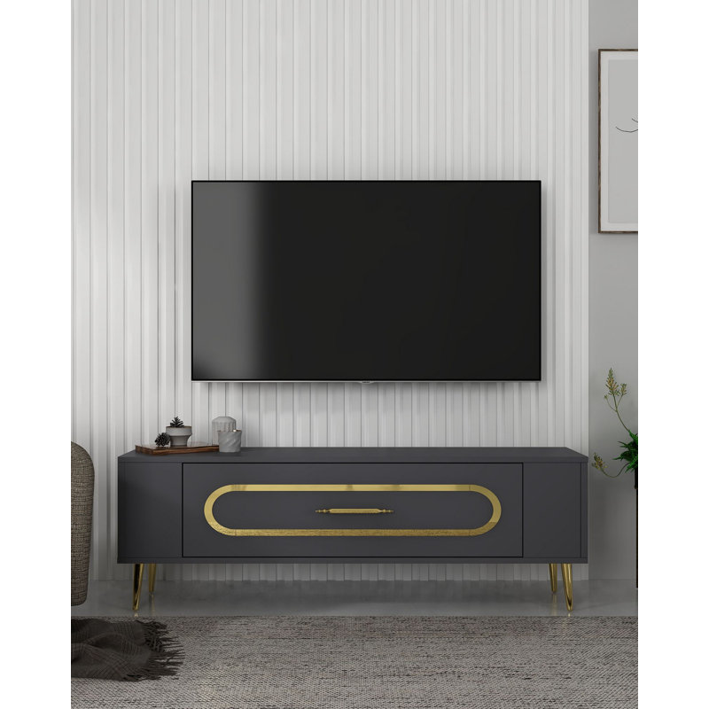 Olivia Unfinished TV Stand, 120cm, Grey/Gold