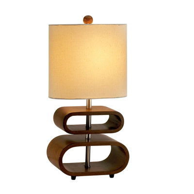 Galina 19" Brown Bedside Table Lamp with Natural Cylinder Shade