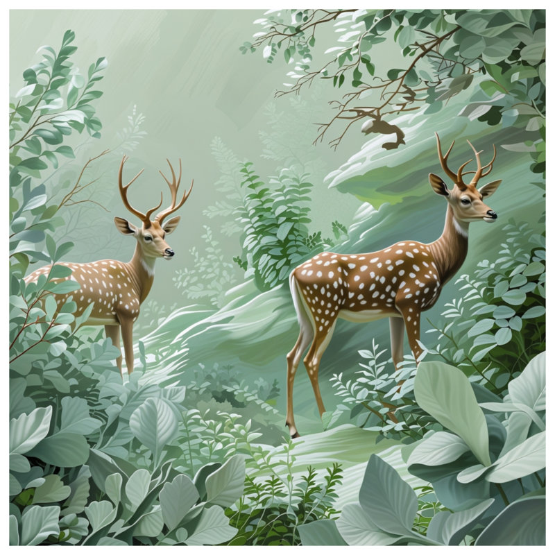 Édredon Deer In Lush Forest, Lit simple