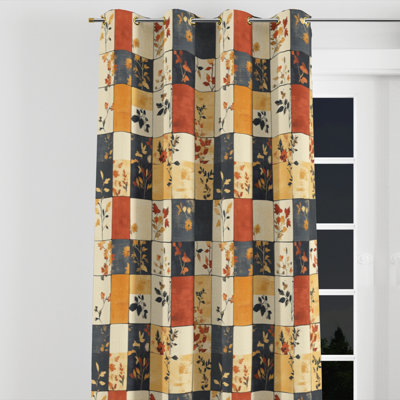 Country Farmhouse Curtain panels - Red Bohnert Velvet Grommet Curtain - 1 Panel