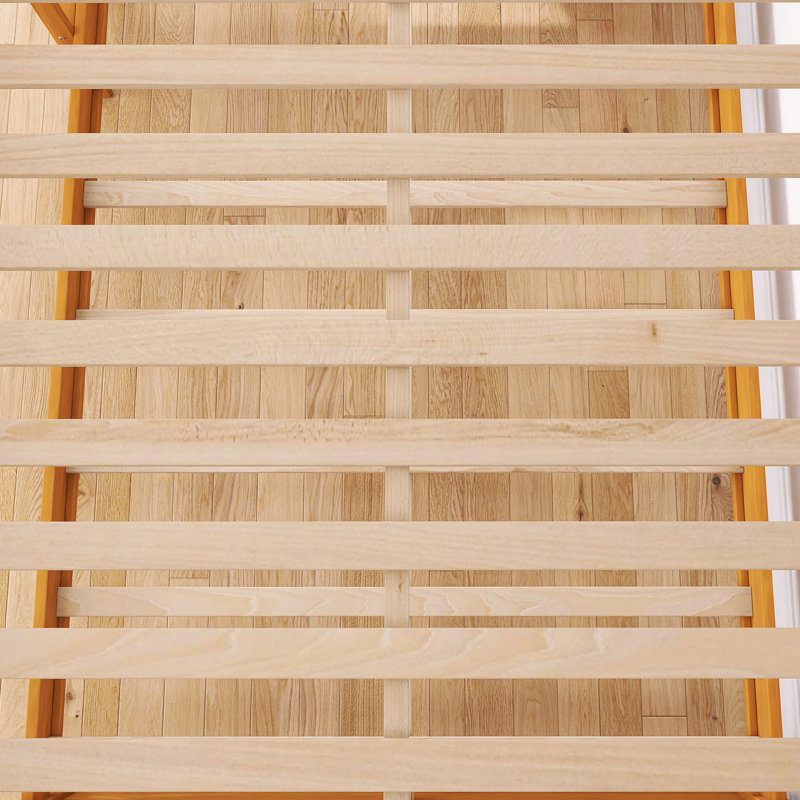 Lit superposé grand avec cadre en bois et échelle, Bois