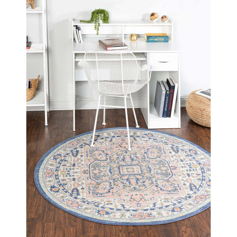 Tapis oriental vert / rose Orcon, Rond 5 pi