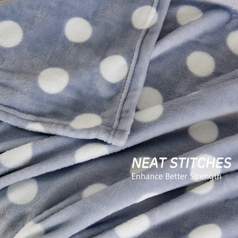Jeté en flanelle, À pois, gris