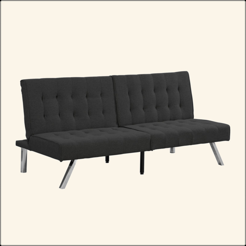 WOOD FRAME, STAINLESS LEG, FUTON, SOFA BED, Black