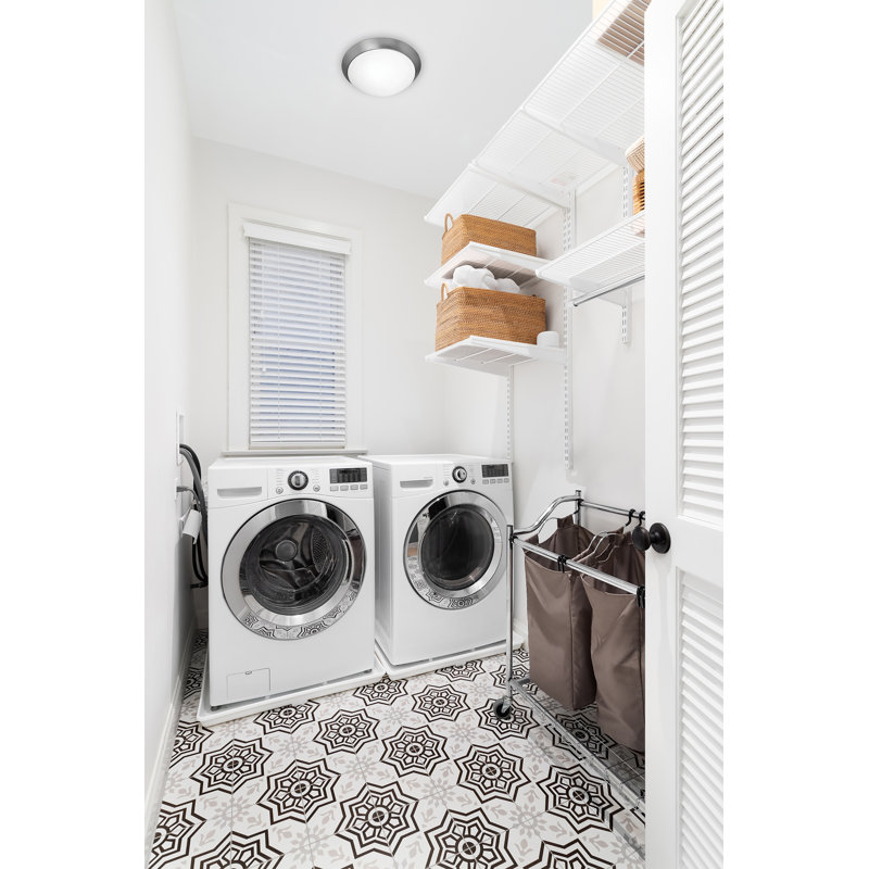 Capp Glass Flush Mount, Brushed Steel, 5" H x 15" W x 15" D